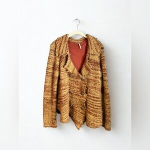 Striped Brown and Tan Knit Sweater Jacket